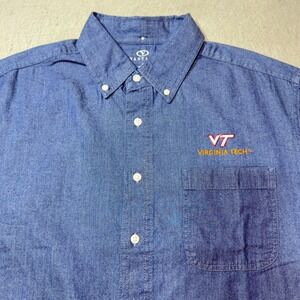 Vantage Button Down Shirt Mens Large Blue‎ Excellent Virginia Tech Embroidered